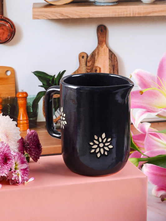 Iris Floral Black Jug