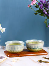 Ribbed Stoneware All Purpose Bowls - Green & Red