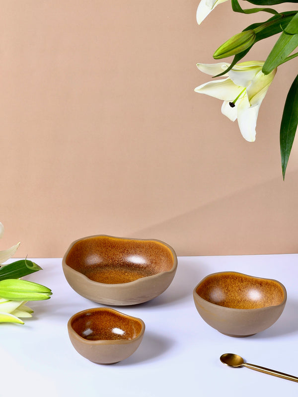Terra Savannah Wavy Bowls - Set of 3 Nesting Bowls