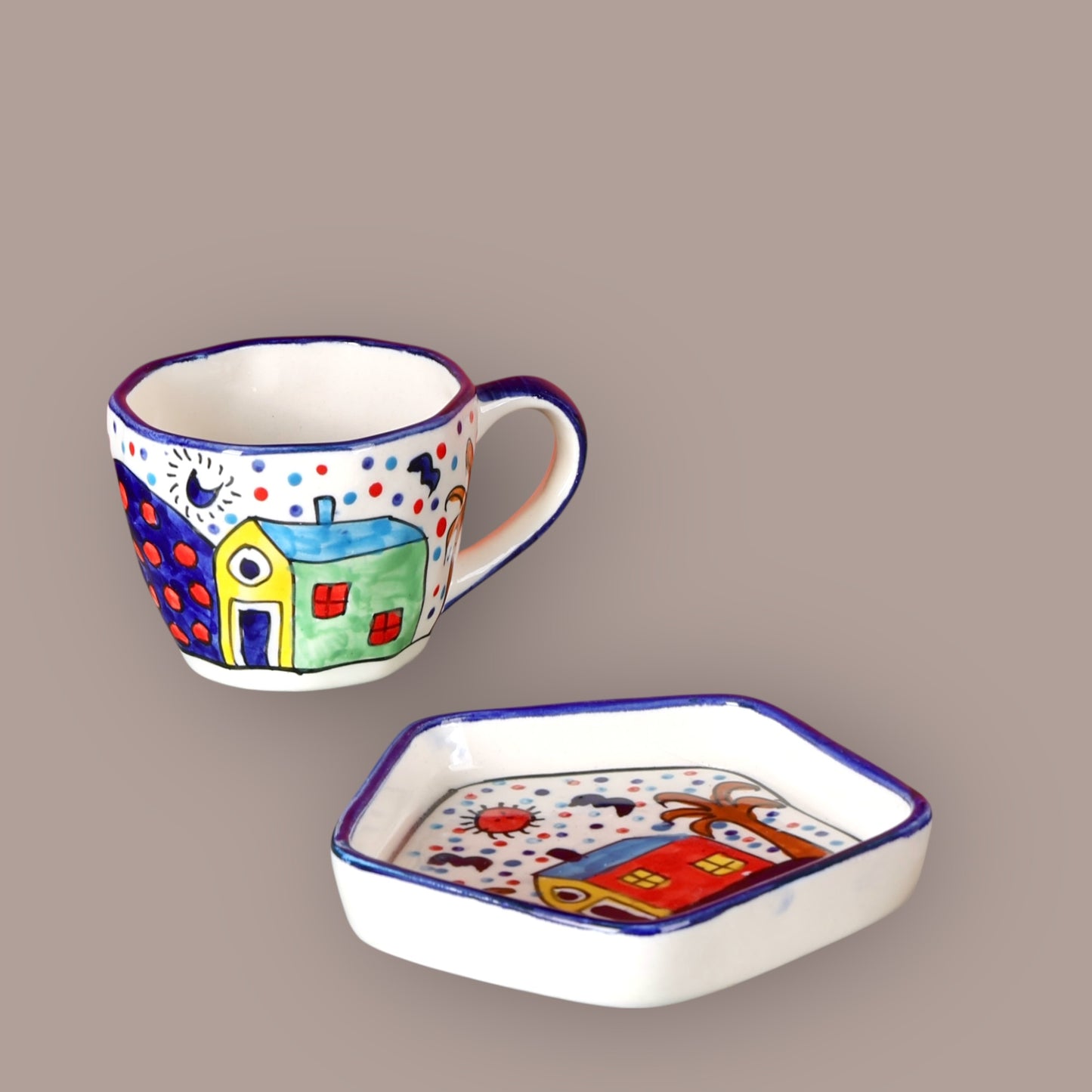 Starry Sky Duo Cup and Snack Plate Set