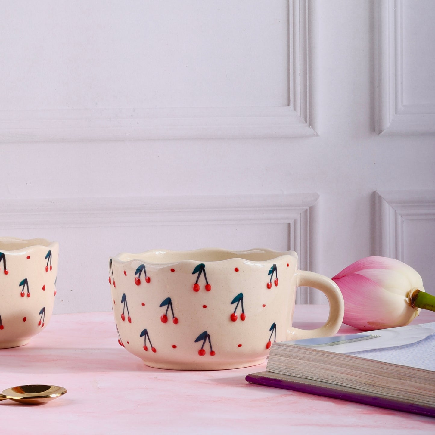 Cheeky Cherry Handmade Wide Mug - Pack of one