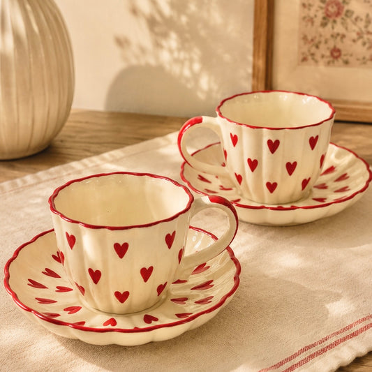 Vintage Red Heart Cup and Saucer
