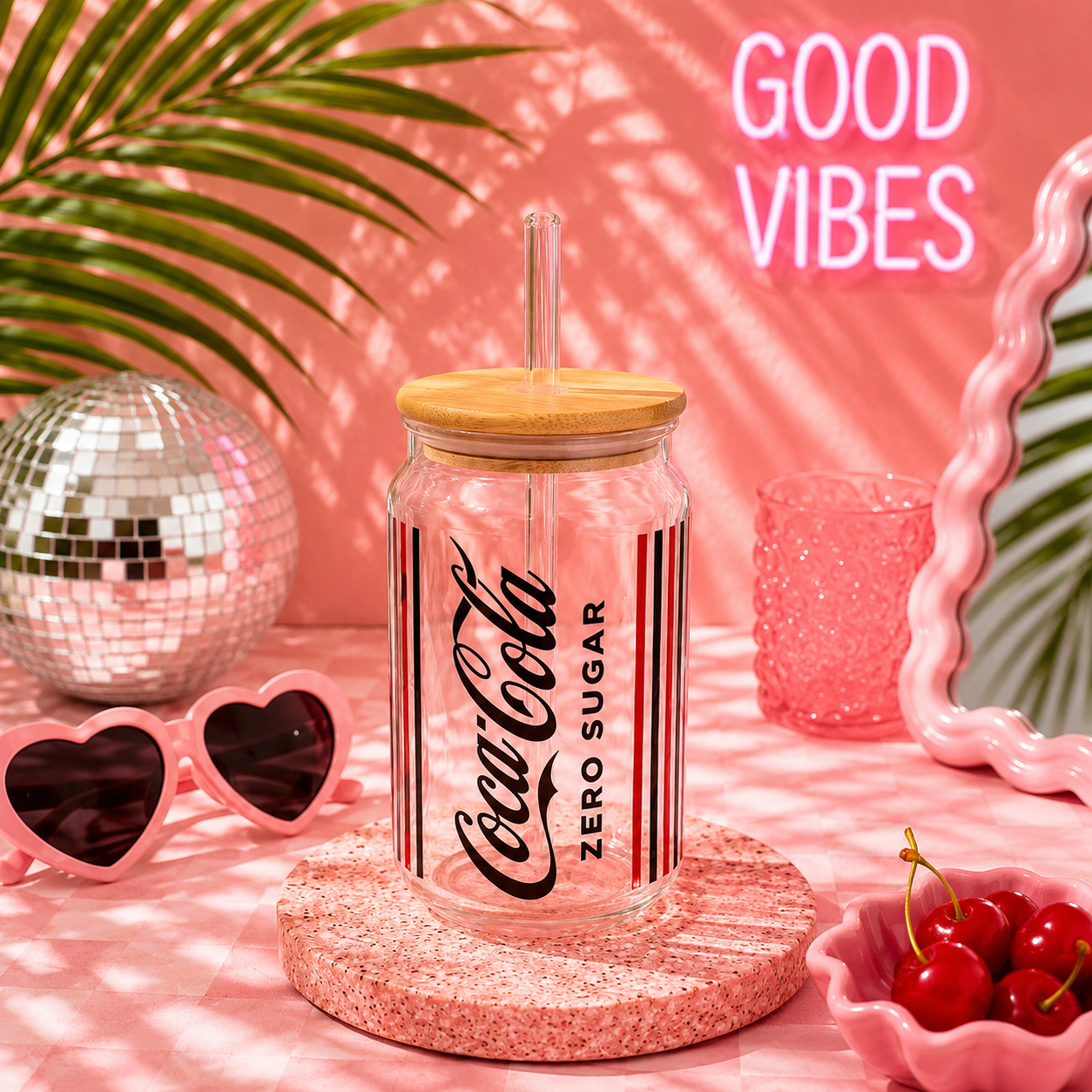 Coke Series Ophelia Glass Sipper - with UV DTF sticker