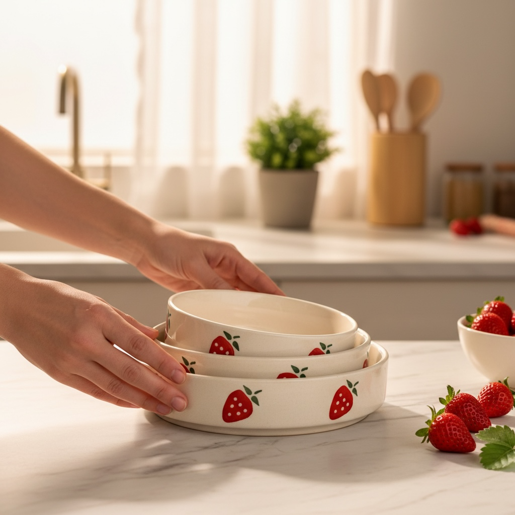 Strawberry Fields 3 Piece Nesting Flat Bowl Set