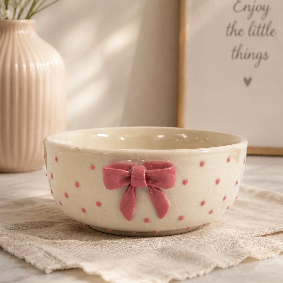 Pink Bow Polka All Purpose Bowl