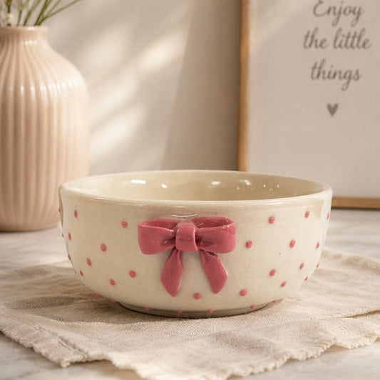 Pink Bow Polka All Purpose Bowl