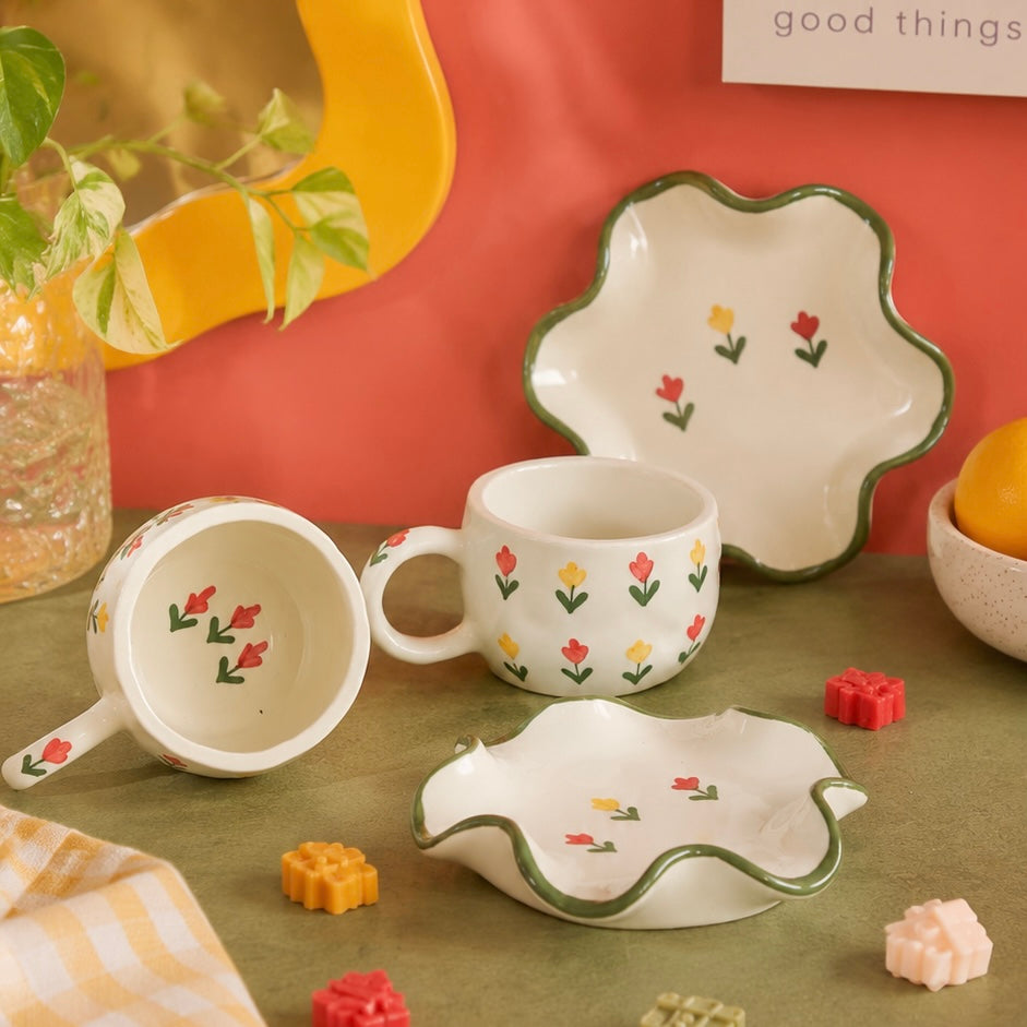 Tulip Blooming Garden Cup and Saucer