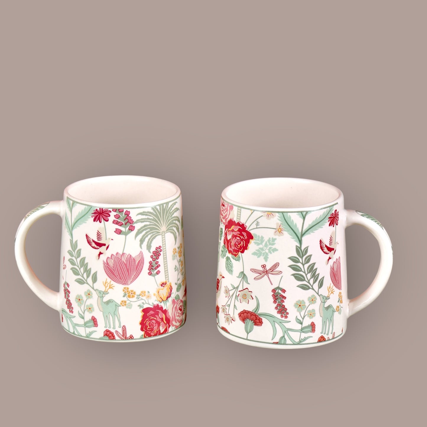 Forest Foliage Printed Stoneware Mug - Set of 2