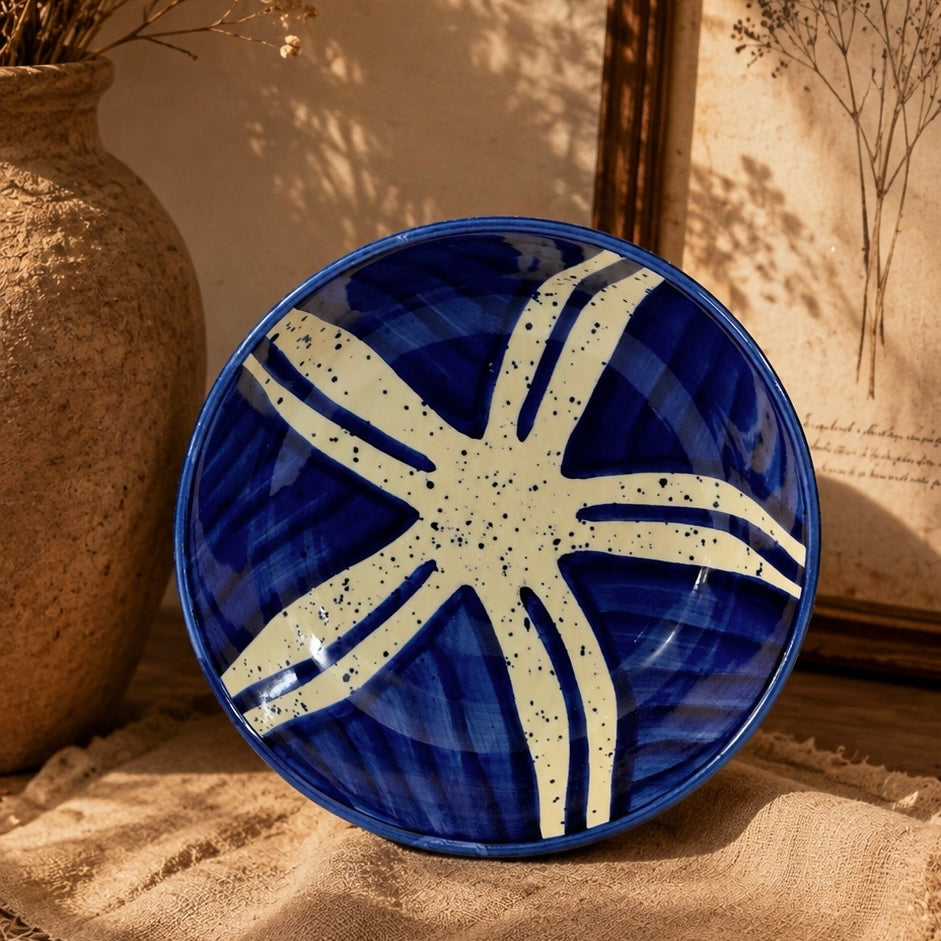 Blue Batik Pinwheel Shallow All Pupose Bowl - Pack of one
