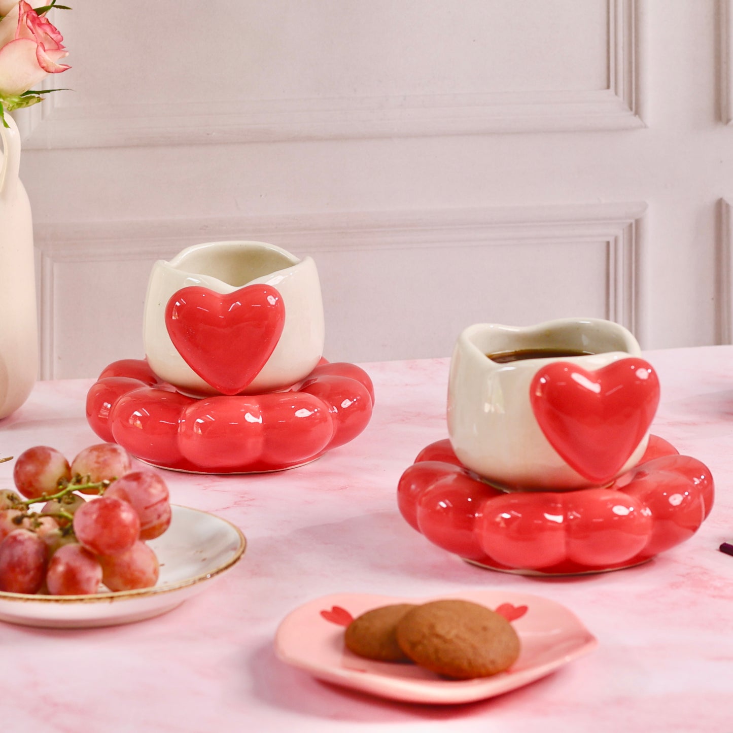 Heart Cloud Whimsical Cup & Saucer Set - Enchanting Collection