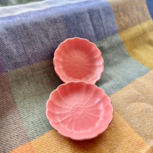 Matte Pink Scalloped Mini Tapas Bowls - Set of 2