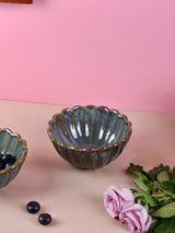 Scalloped Flower Bowls - Beige, Blue, Olive Grey, Green