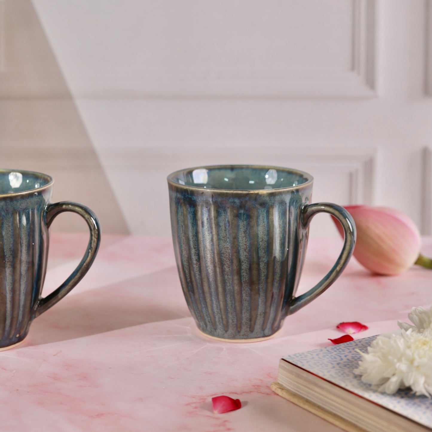 Green Fluted Mug - Set of 2