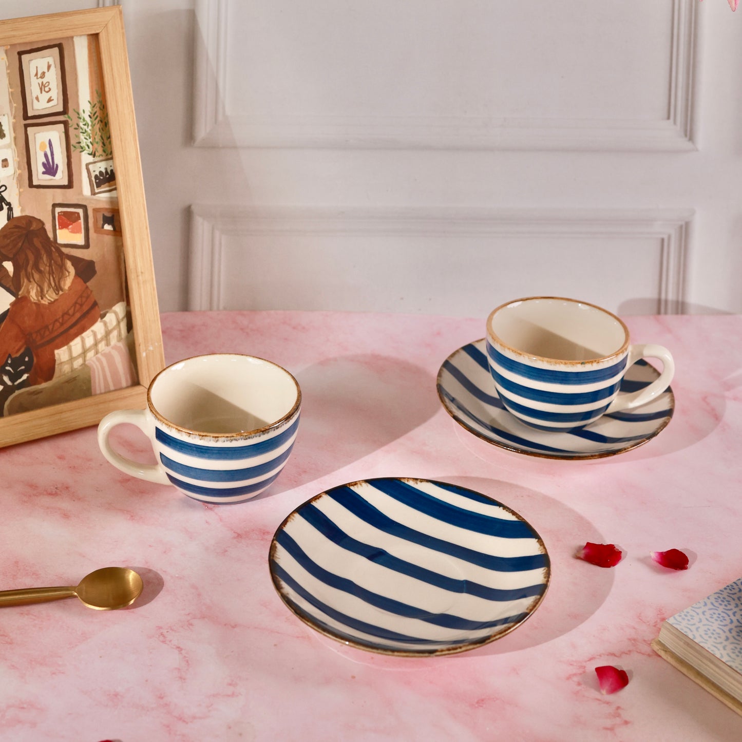 Amalfi Handpainted Cup and Saucer - Pack of 1 cup and 1 saucer