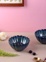 Scalloped Flower Bowls - Beige, Blue, Olive Grey, Green