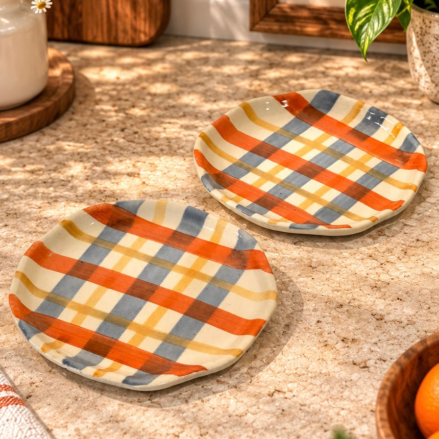 Vibrant Checks Snack Plate - Pack of one