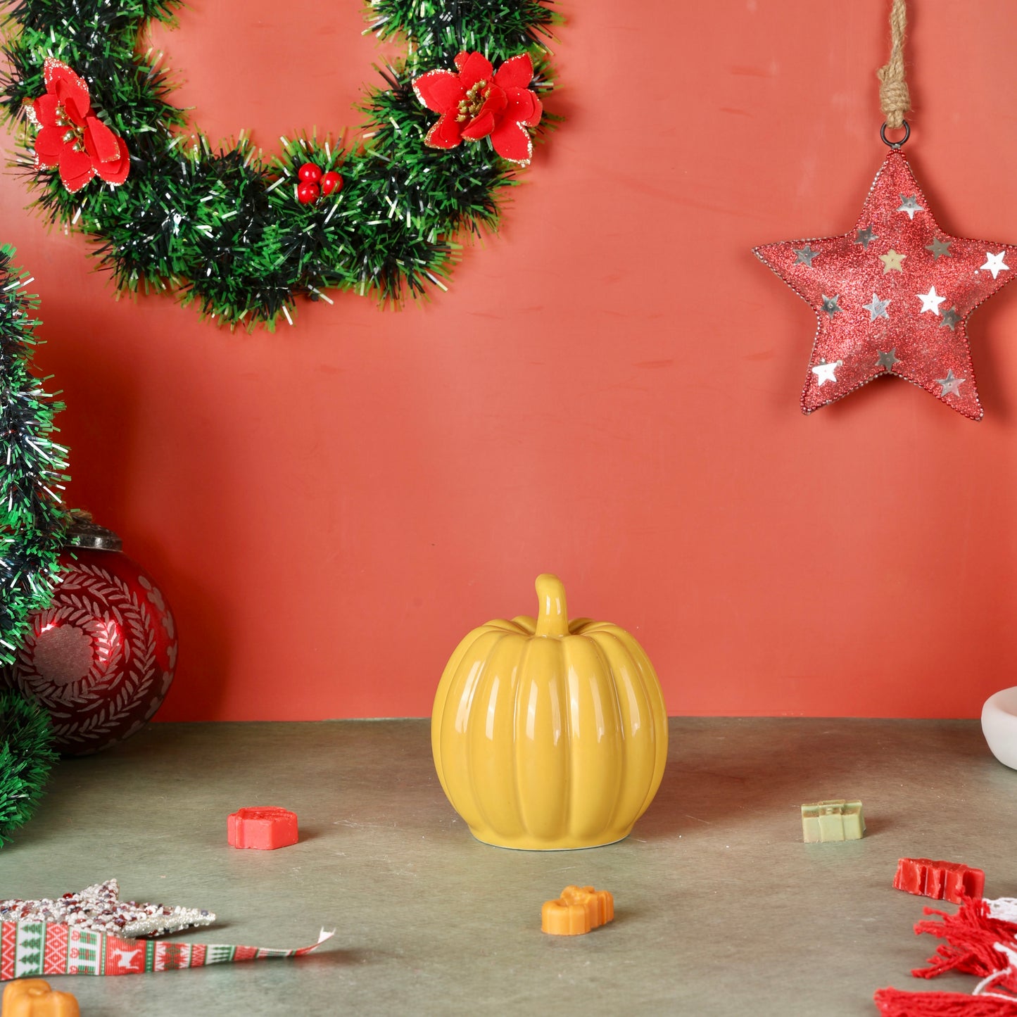 Yellow Pumpkin Ceramic Decor