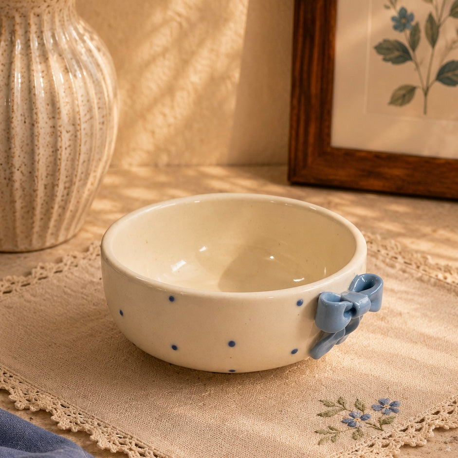 Blue Bow Polka All Purpose Bowl