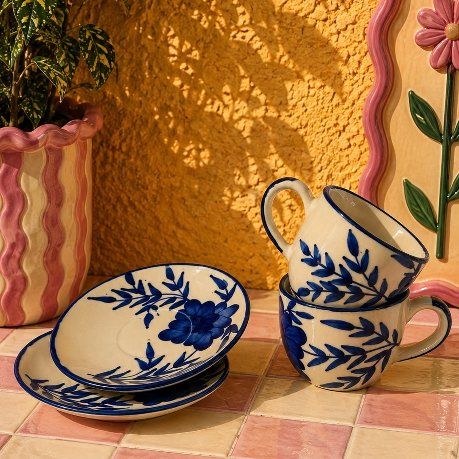 Vintage Blue  Floral Cup and Saucer