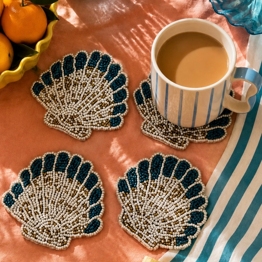 Set of 4 Handmade Beaded Coasters
