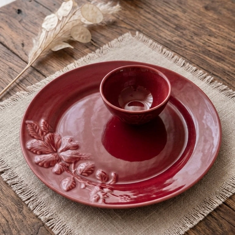 Hibiscus Bloom Large Serving Platter with portion bowl