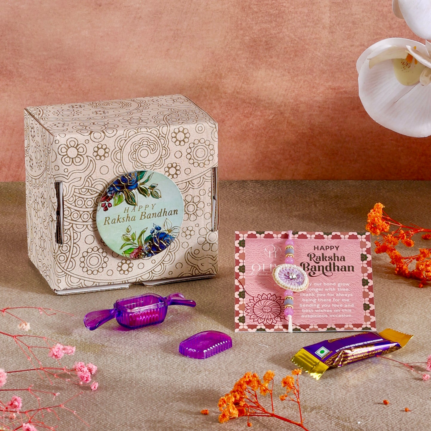 Mini Rakhi Gift Hamper - Celestial Charm for Brother
