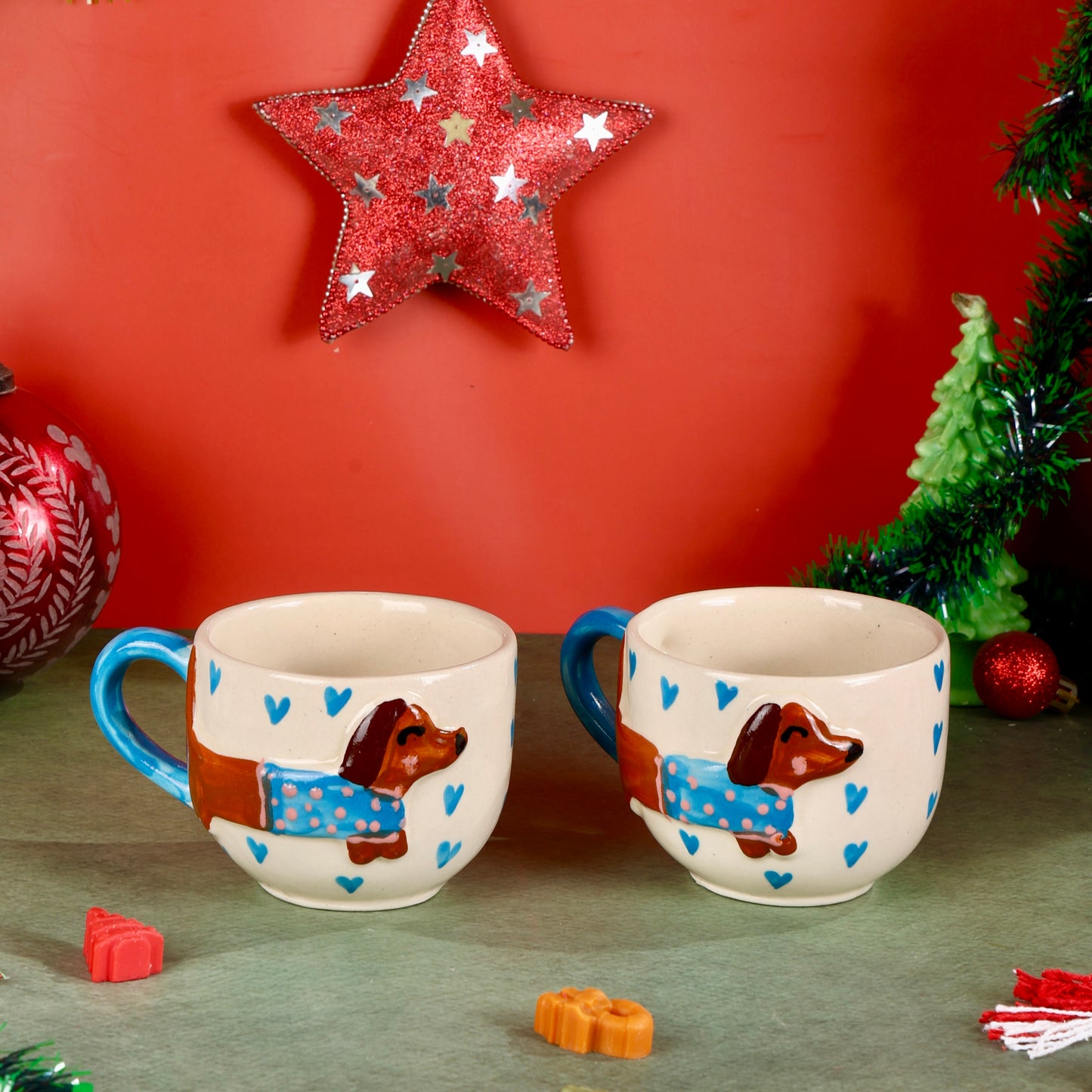 Doggo Sweater Heart Mugs - Set of 2