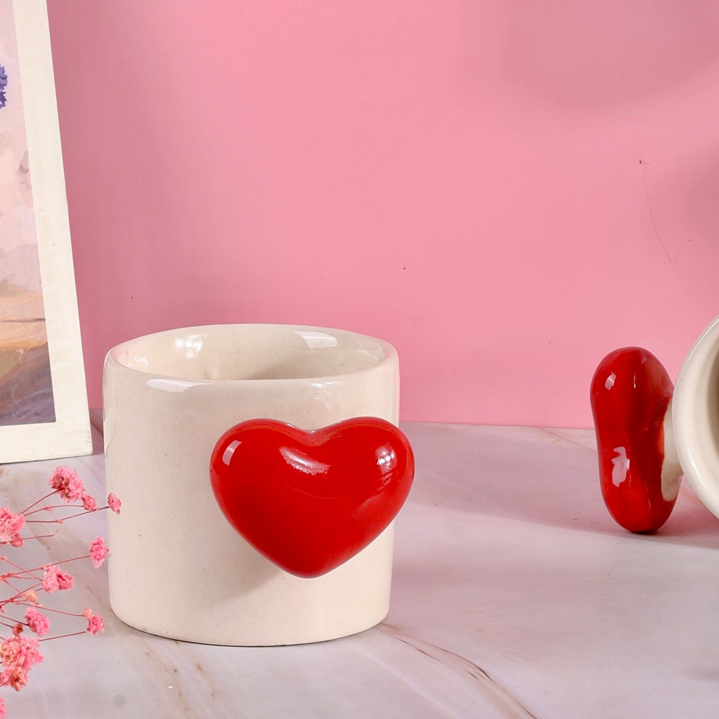 Red Heartfelt Sips Love Handle Mugs - Set of 2