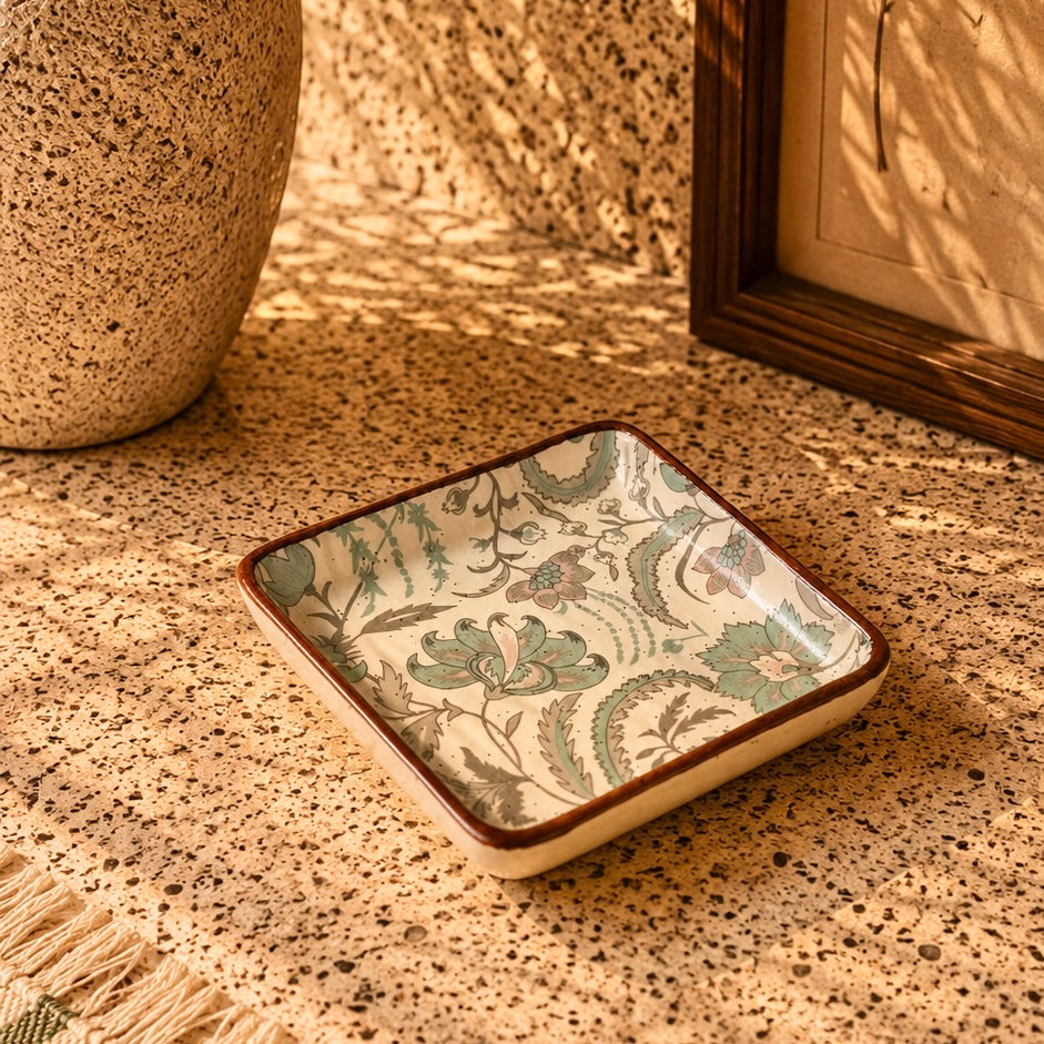 Phool Bagh Small Square Dessert Plates - Pack of two