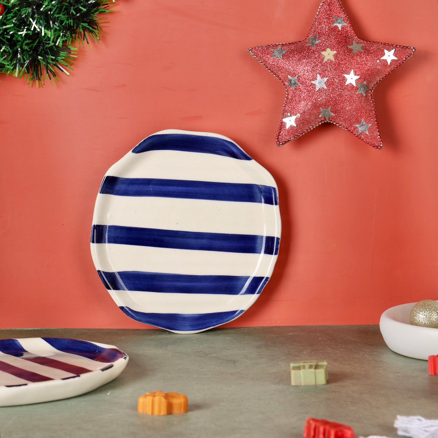Deep Blue Zen Stripe Snack Plate - Pack of one