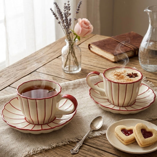 Vintage Red Stripe Cup and Saucer