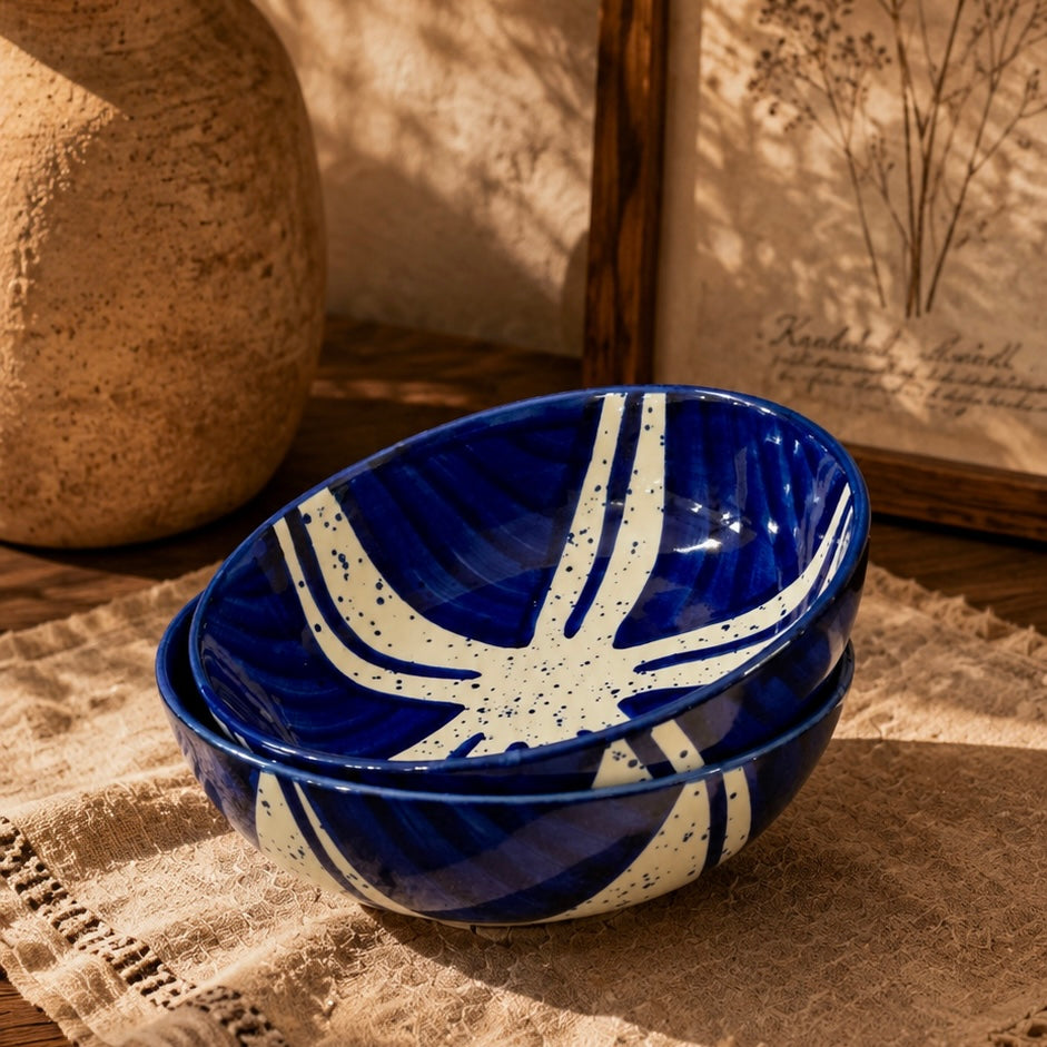 Blue Batik Pinwheel Shallow All Pupose Bowl - Pack of one