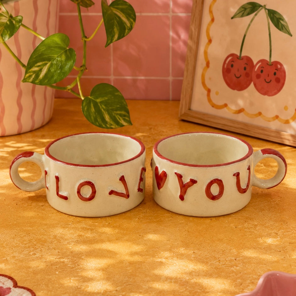 I Love You Embossed Mug - Set of 2