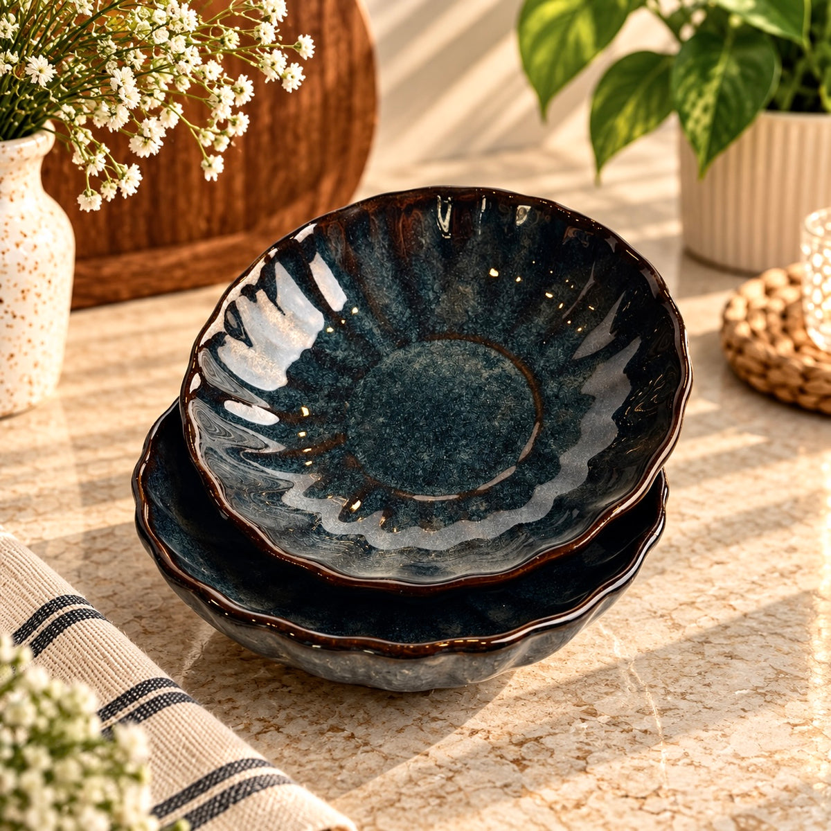 Garaj Scalloped Shallow Bowls
