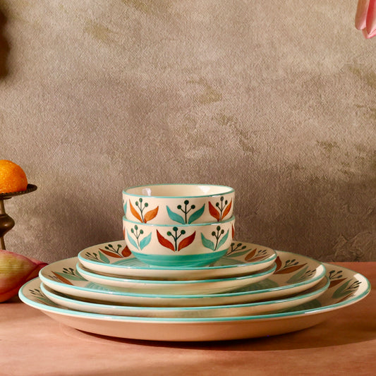 Mughal Garden Handpainted Dinner Set for 2 - 6 pieces