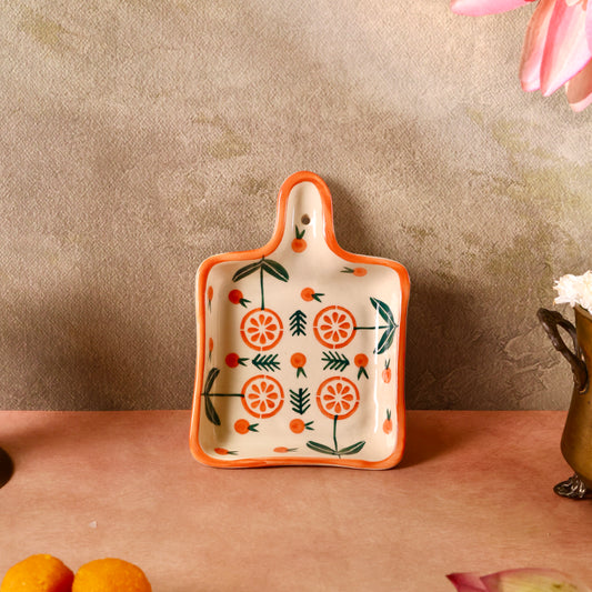 Orange Blossom Handpainted Handle Platter