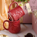 Red Hibiscus Mug with lid and without lid