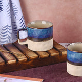 Crumpled paper effect Studio Pottery Mugs - Blue and White Set of 2