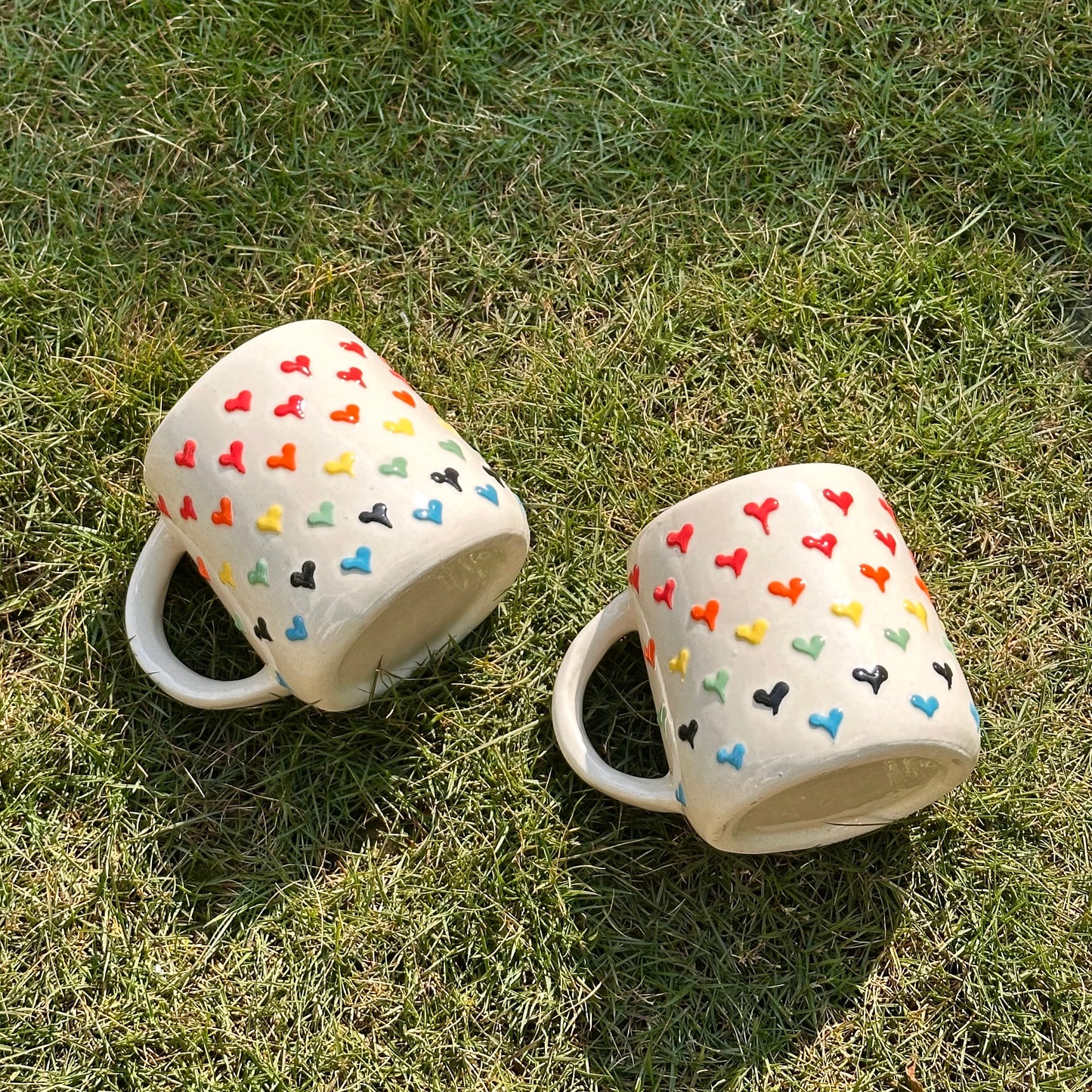 3D Rainbow Heart Mug - Set of 2