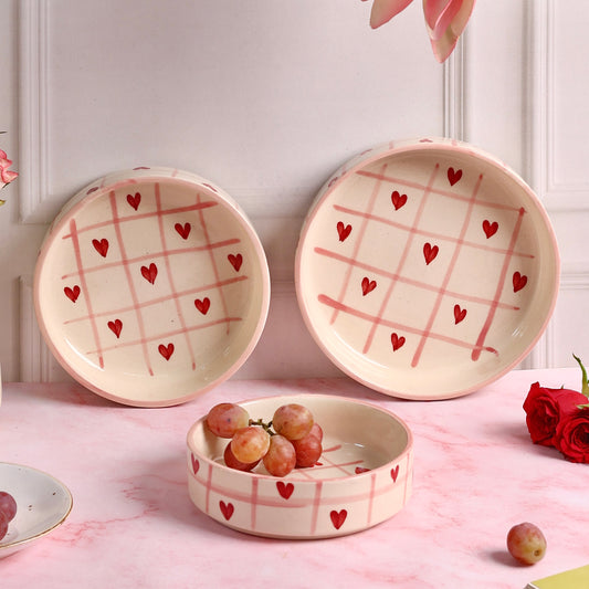 Beating Heart 3 Piece Nesting Flat Bowl Set