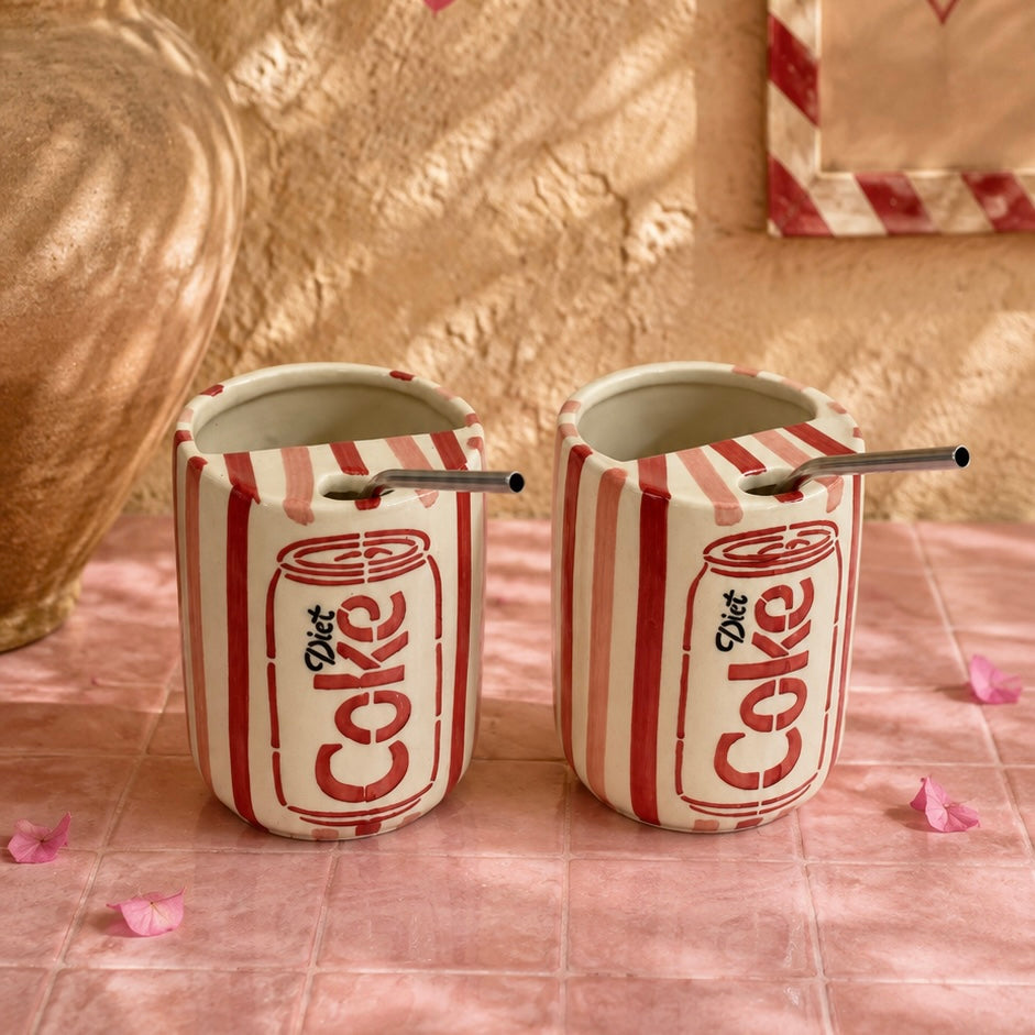 The OG Diet Coke Sippers - with stainless steel straws - Pack of 2 - Dispatch time 3 working days