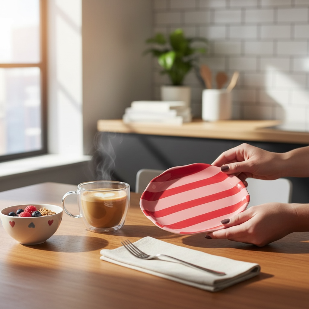 Pink and Red Zen Stripe Snack Plate - Pack of one