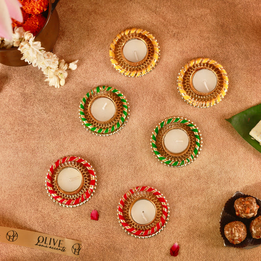 Rang Jyoti T light holders (Set of 6)