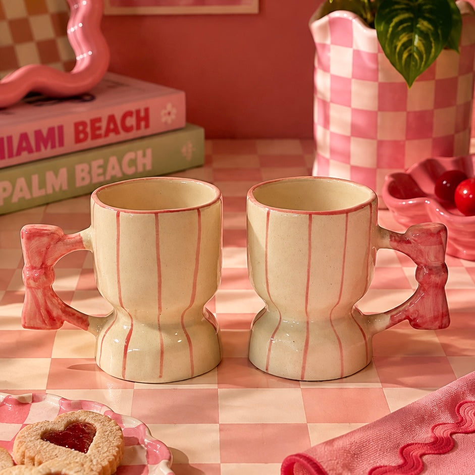 Bow Stripes Cold Coffee Mug - Pack of two