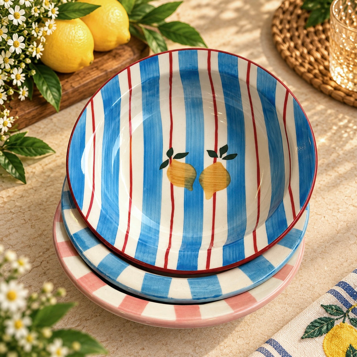 Set of 3 Mediterranean Pasta Plates