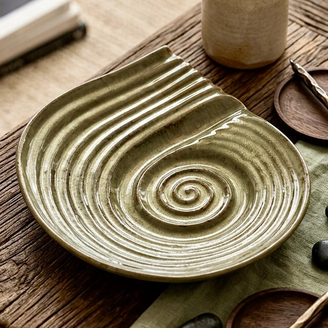 Studio Pottery Kira Spiral Shell Platter Large