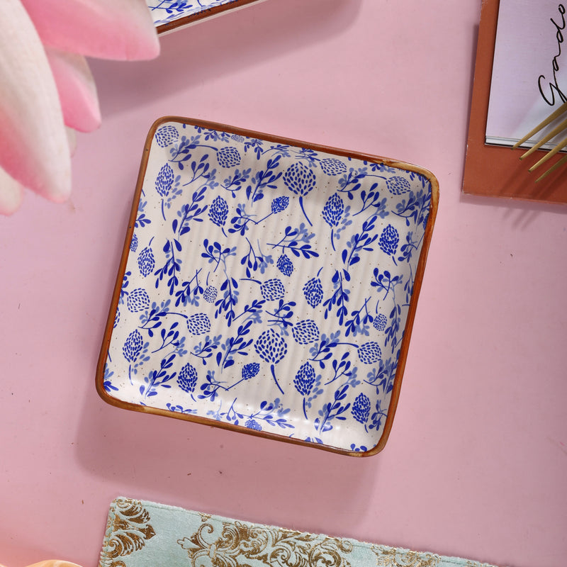 Indigo Phool Bagh Square Plates