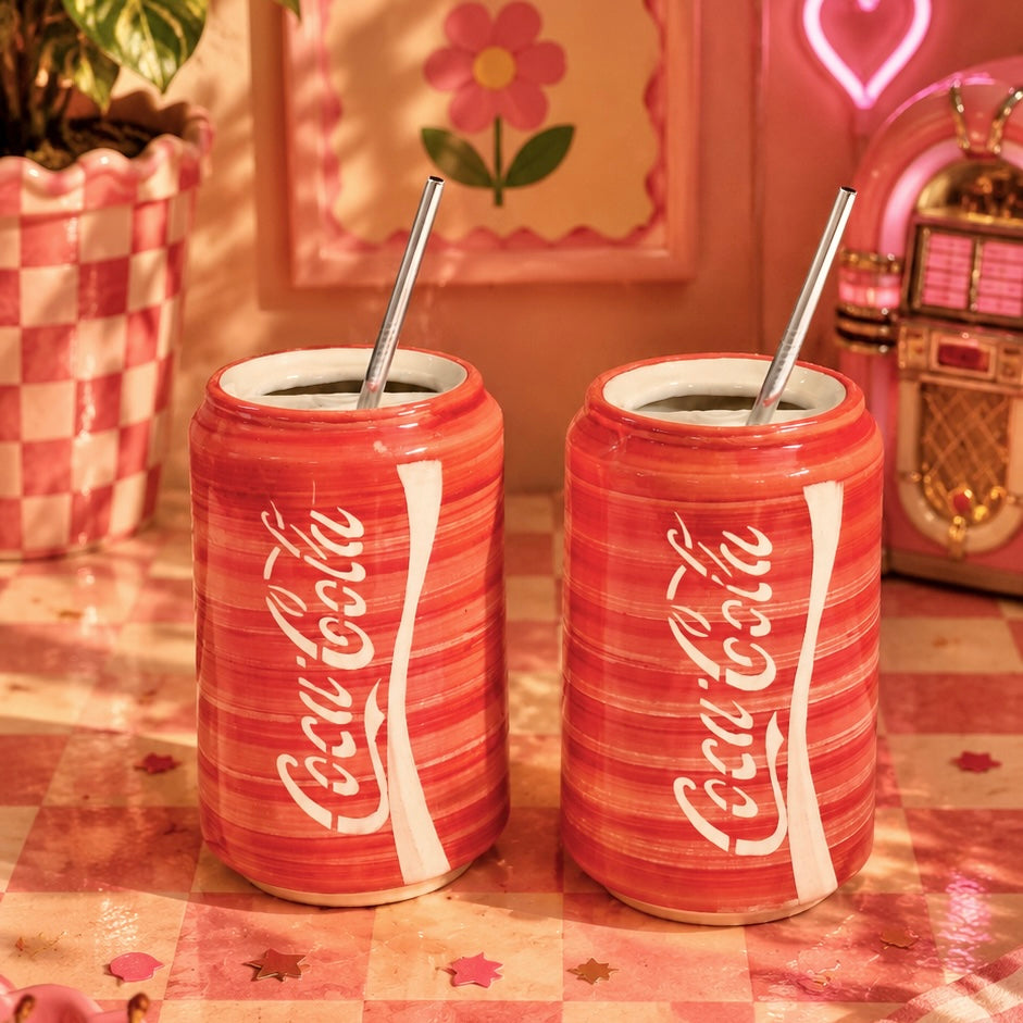 Can Coca Cola Sippers - with stainless steel straws