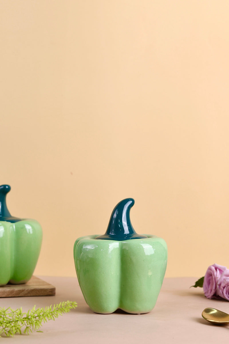 Ceramic Bell Pepper Jars - Yellow, Red & Green