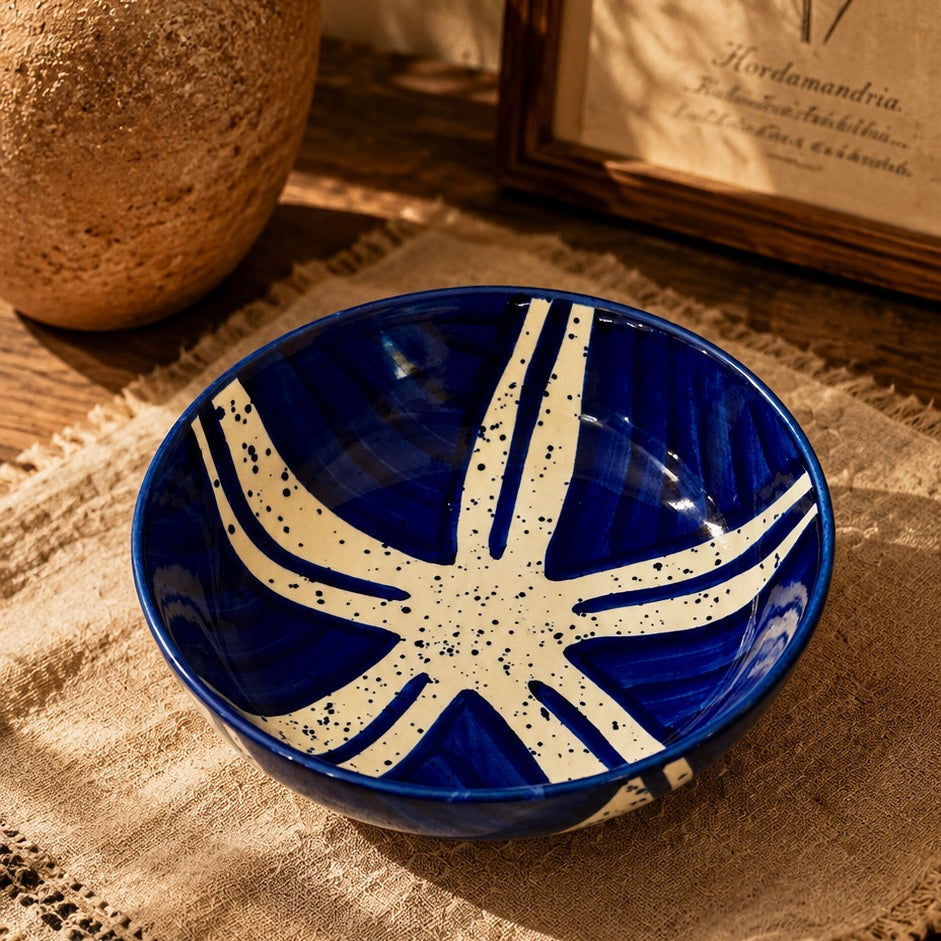 Blue Batik Pinwheel Shallow All Pupose Bowl - Pack of one